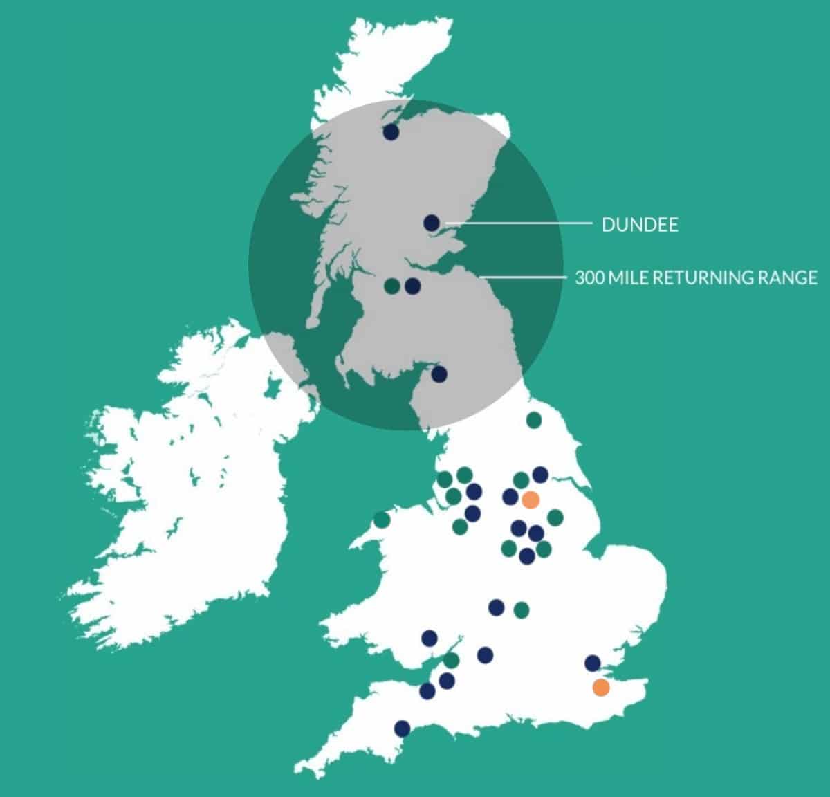 Uk map of CNG Stations