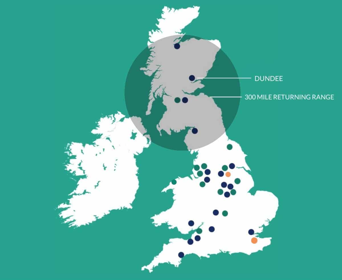 Uk map of CNG Stations